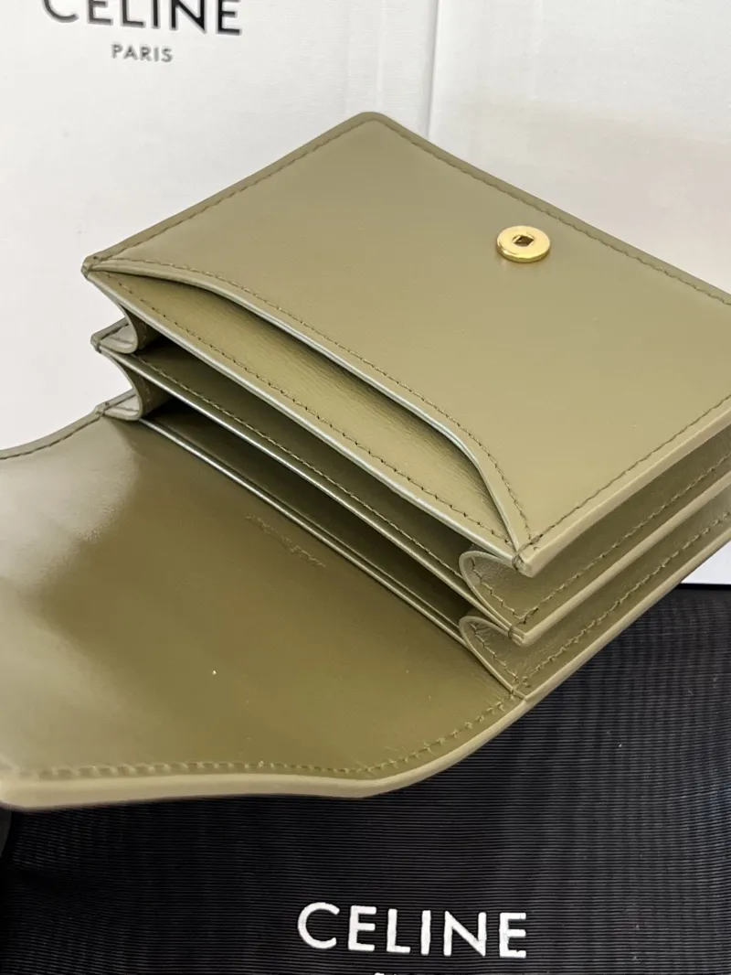 Celine Olive Green Small Leather Wallet 52 - Image 7