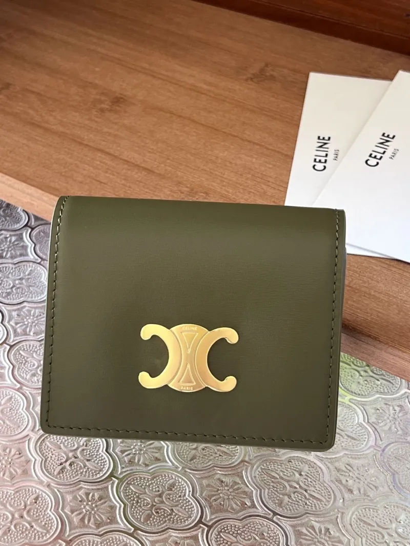 Celine Olive Green Small Leather Wallet 52 - Image 8