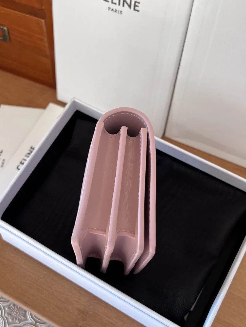 Celine Pink Leather Compact Wallet - Image 4