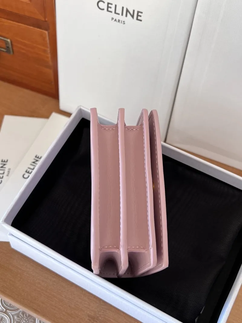 Celine Pink Leather Compact Wallet - Image 5