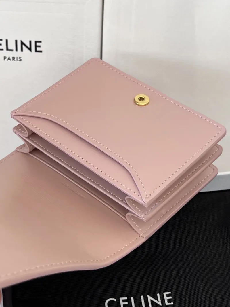 Celine Pink Leather Compact Wallet - Image 7