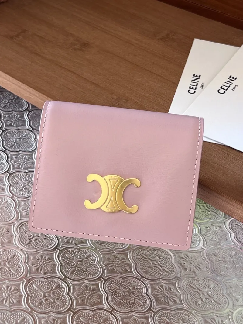 Celine Pink Leather Compact Wallet - Image 8