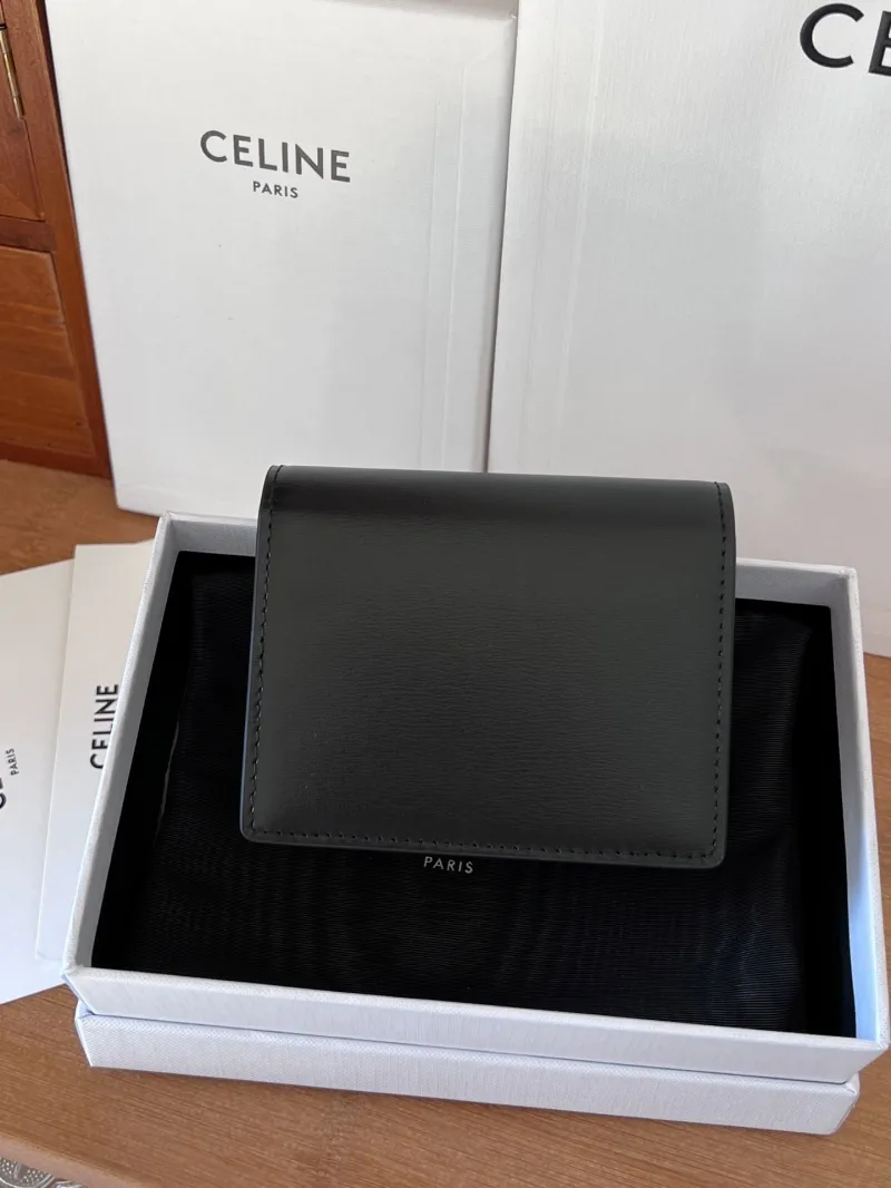 Celine Black Compact Leather Wallet Wallets-56 - Image 3