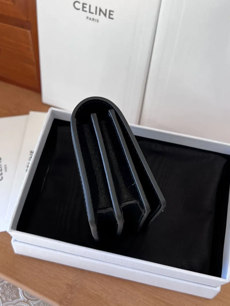 Celine Black Compact Leather Wallet Wallets-56 - Image 4