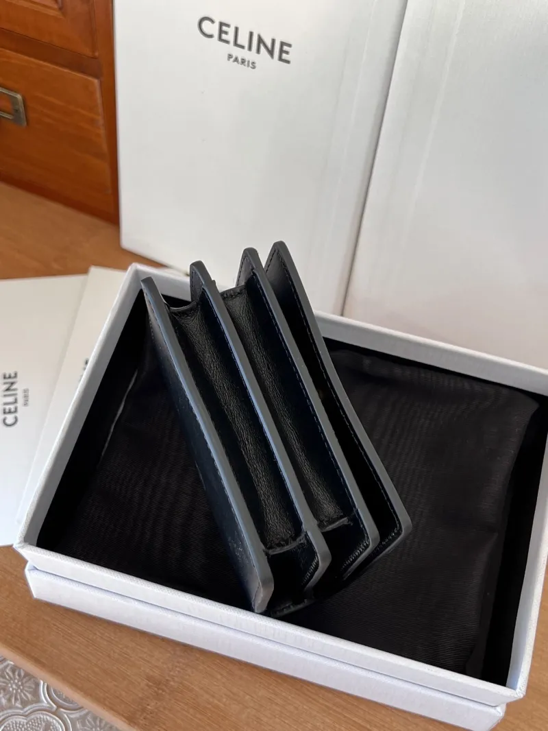 Celine Black Compact Leather Wallet Wallets-56 - Image 5