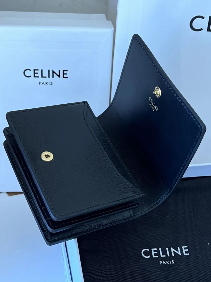Celine Black Compact Leather Wallet Wallets-56 - Image 6
