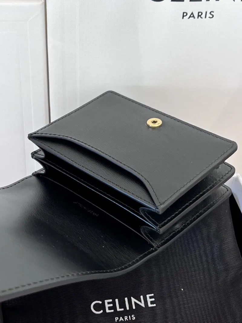 Celine Black Compact Leather Wallet Wallets-56 - Image 7