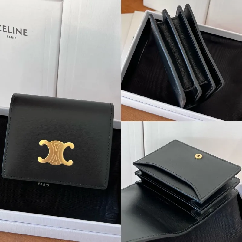 Celine Black Compact Leather Wallet Wallets-56 - Image 9