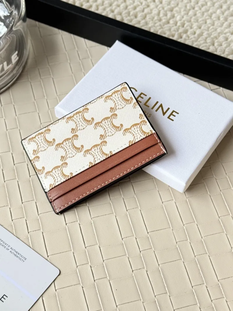 Celine Monogram Card Holder White Brown - Image 4