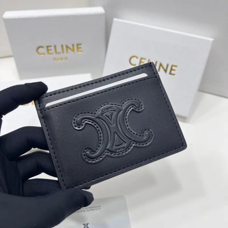 Celine Black Leather Card Holder - Image 4