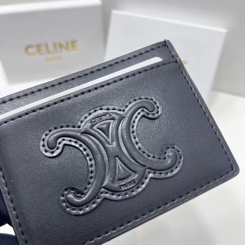Celine Black Leather Card Holder - Image 5