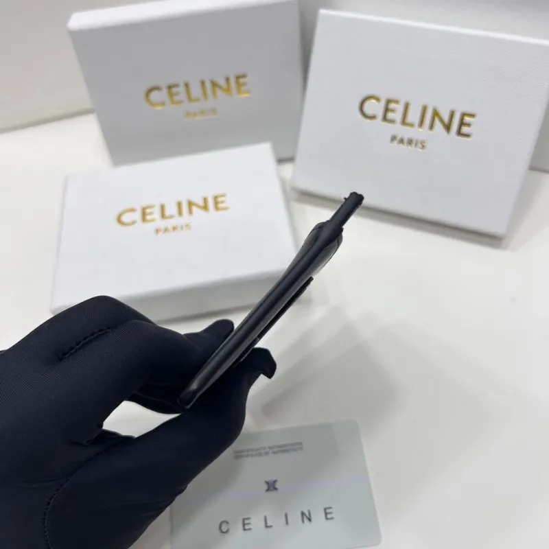Celine Black Leather Card Holder - Image 6