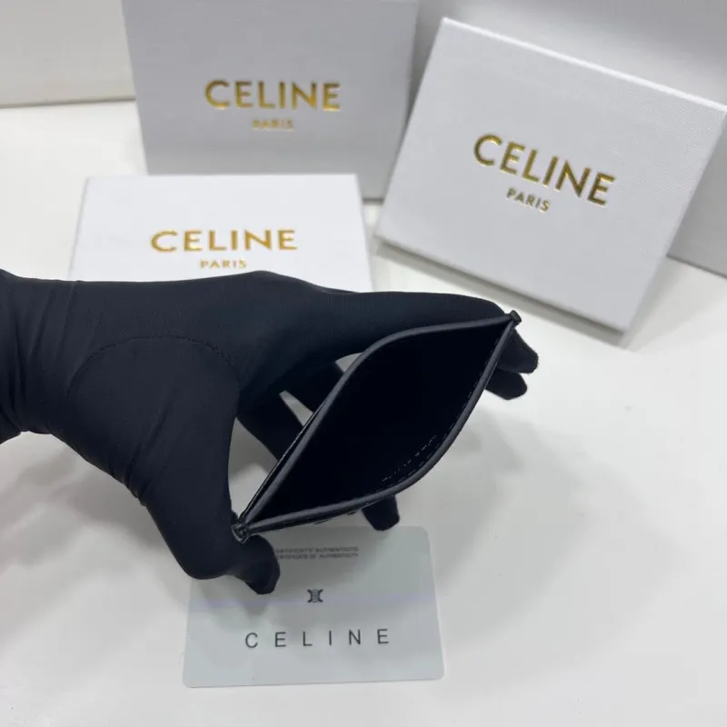 Celine Black Leather Card Holder - Image 7