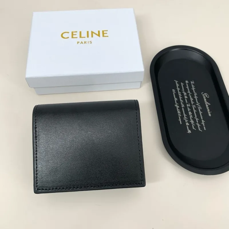 Celine Black Leather Wallet 68 - Image 3