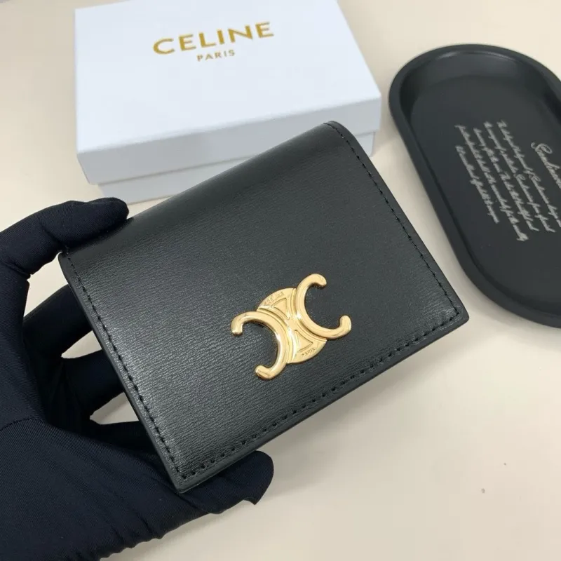 Celine Black Leather Wallet 68 - Image 4