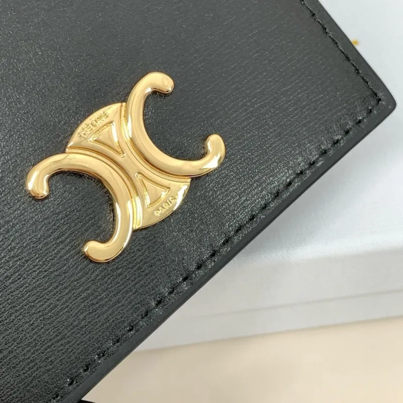 Celine Black Leather Wallet 68 - Image 5