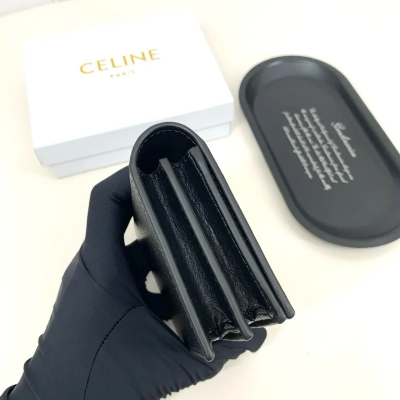 Celine Black Leather Wallet 68 - Image 6