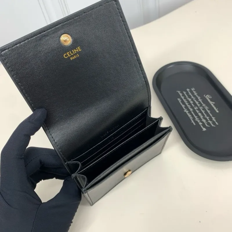 Celine Black Leather Wallet 68 - Image 9