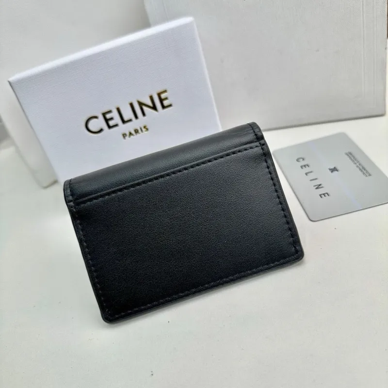 Celine Black Leather Card Holder Wallet - Image 3