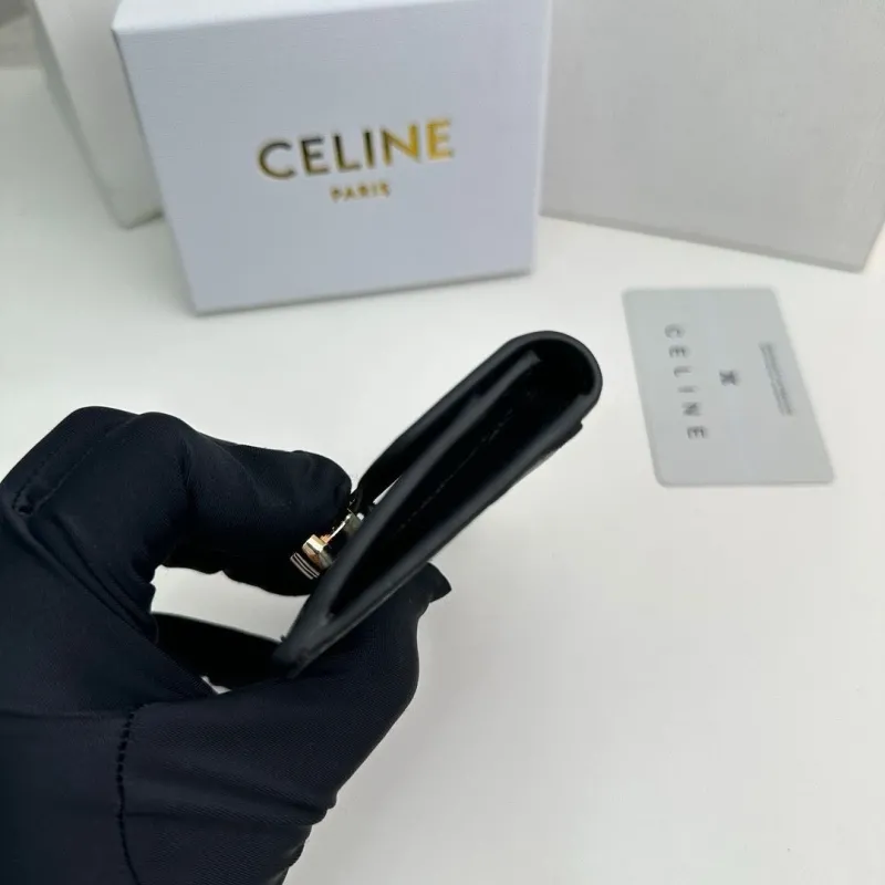 Celine Black Leather Card Holder Wallet - Image 6