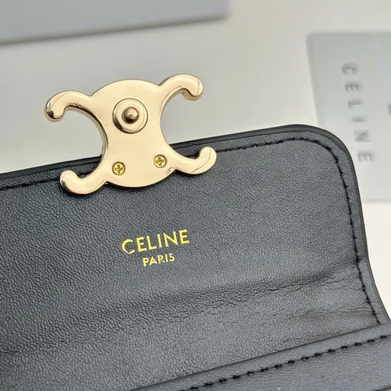 Celine Black Leather Card Holder Wallet - Image 8