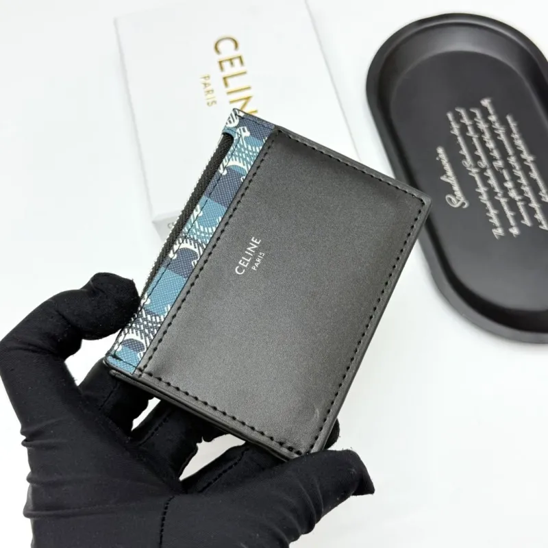 Celine Blue Monogram Zip Card Wallet