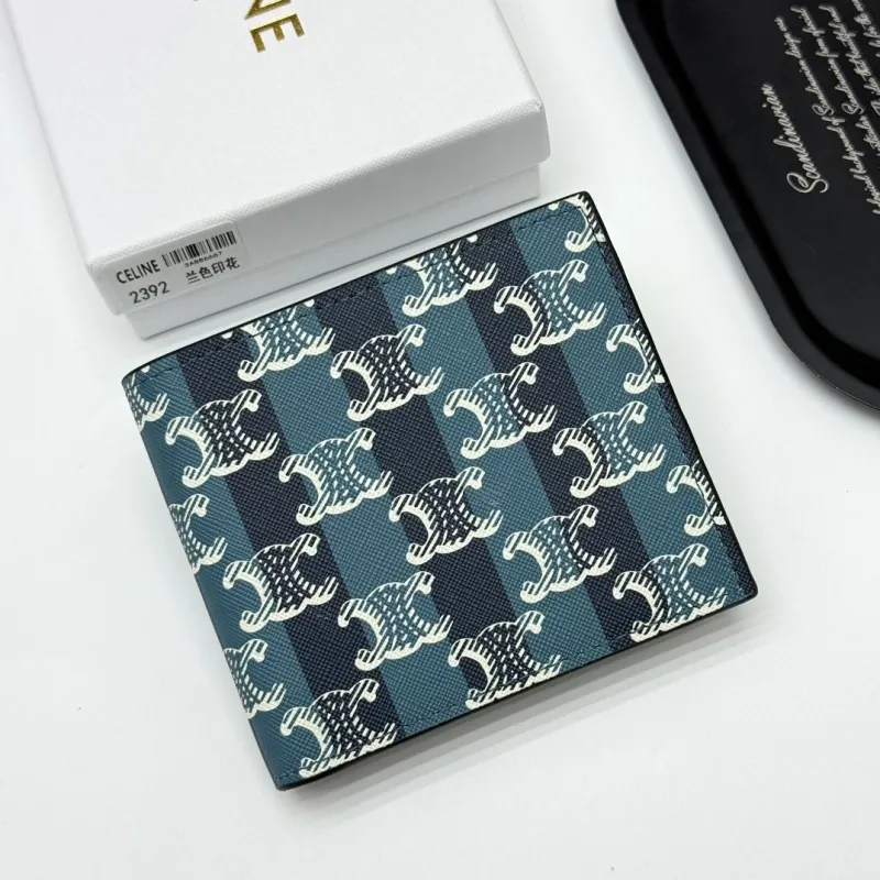 Celine Blue Monogram Bifold Wallet 2392