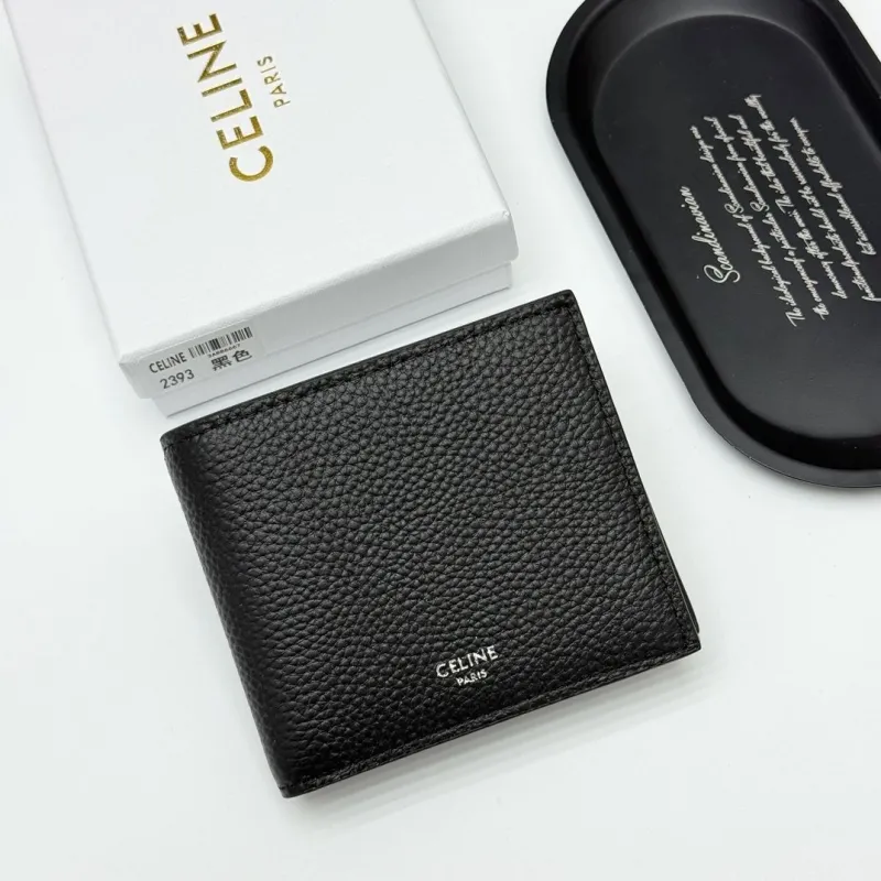 Celine Black Leather Bifold Wallet 2393