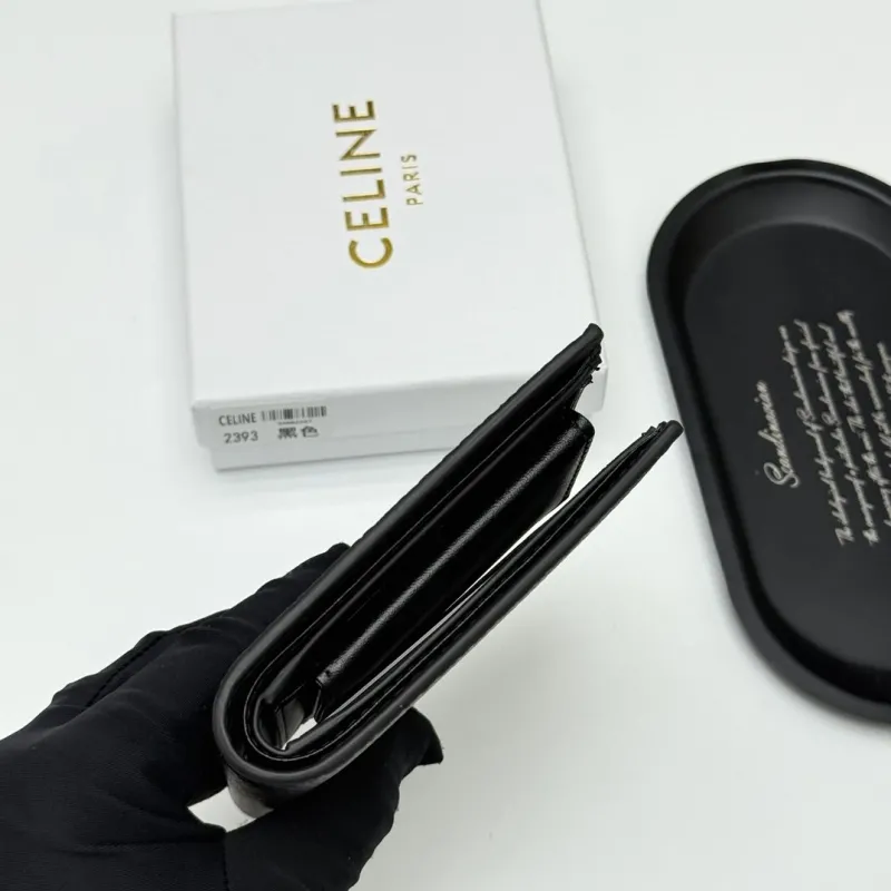 Celine Black Leather Bifold Wallet 2393 - Image 6