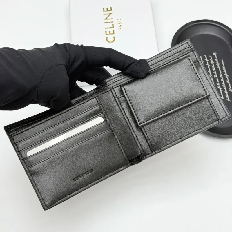 Celine Black Leather Bifold Wallet 2393 - Image 7