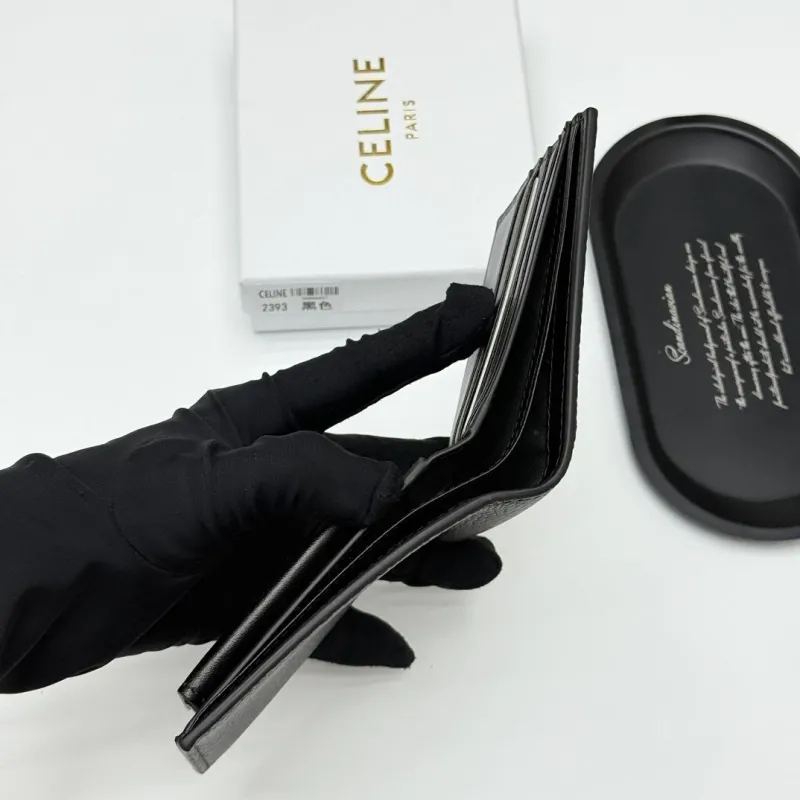 Celine Black Leather Bifold Wallet 2393 - Image 8