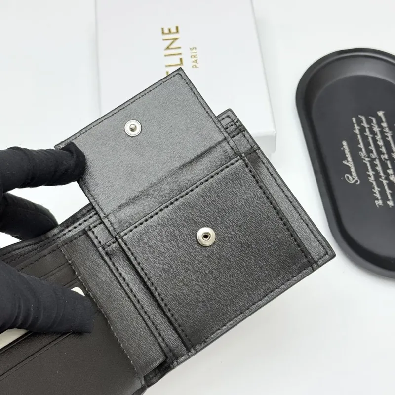 Celine Black Leather Bifold Wallet 2393 - Image 9