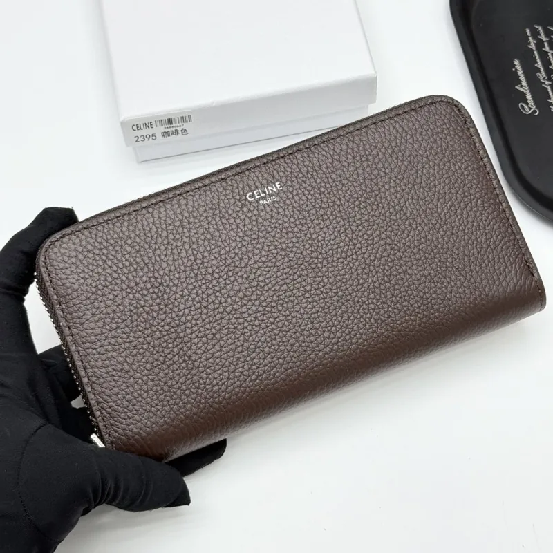 Alternative view of Celine 2395 Brown Leather Zip Around Wallet