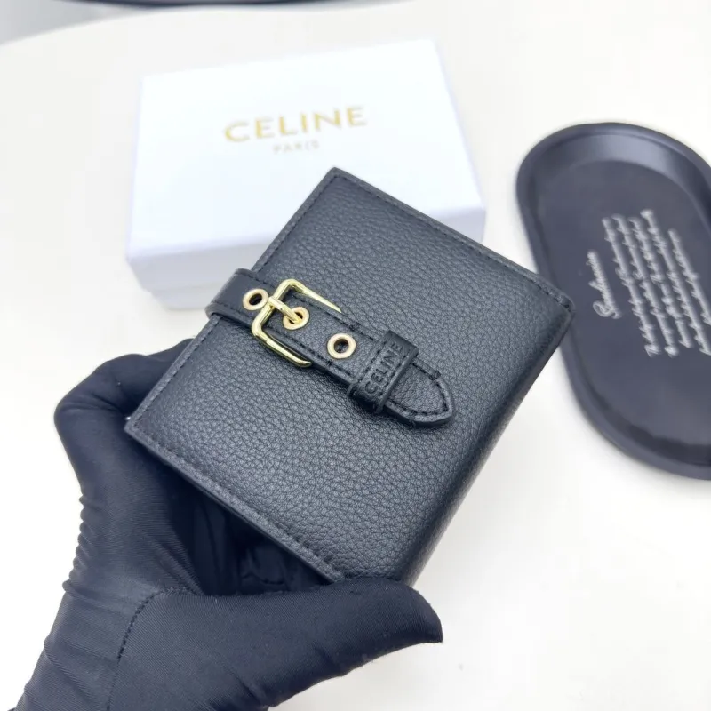 Celine Black Leather Bifold Wallet - Image 3