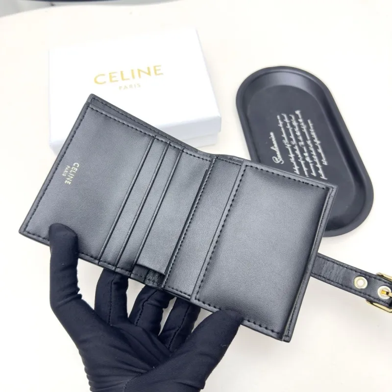 Celine Black Leather Bifold Wallet - Image 6