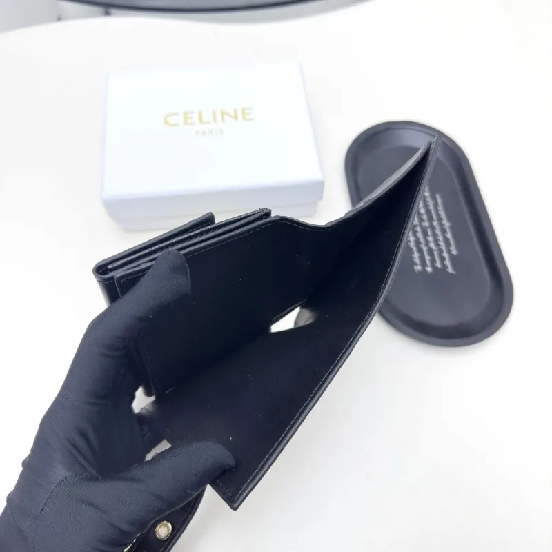 Celine Black Leather Bifold Wallet - Image 7