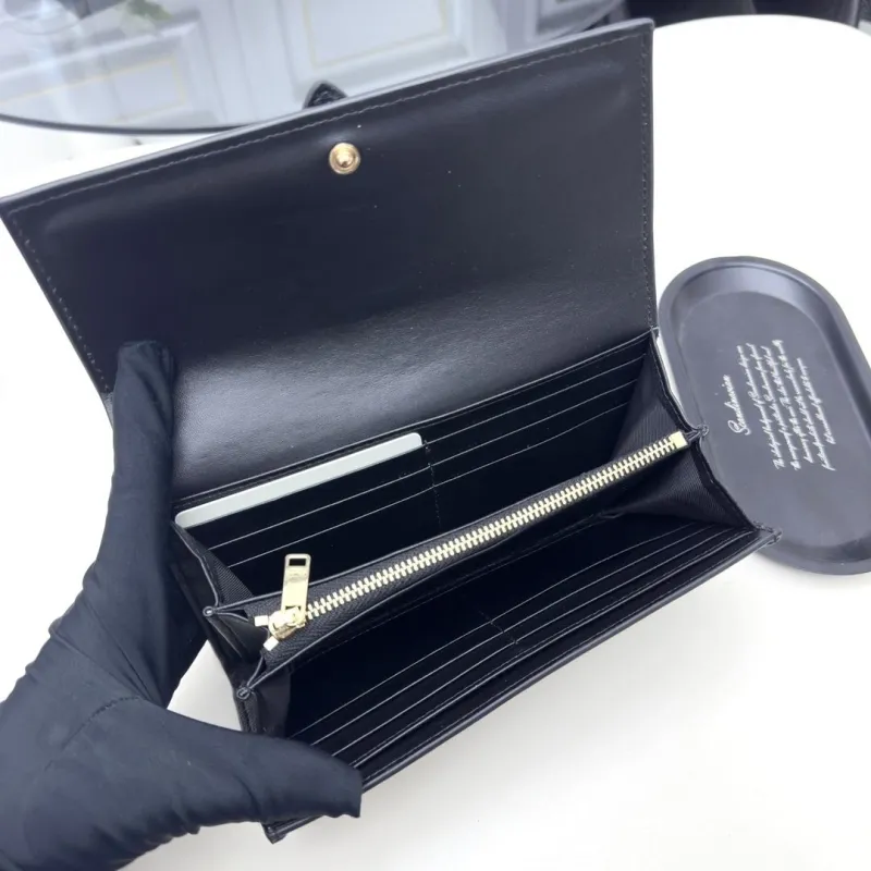 Celine Black Leather Long Wallet - Image 7