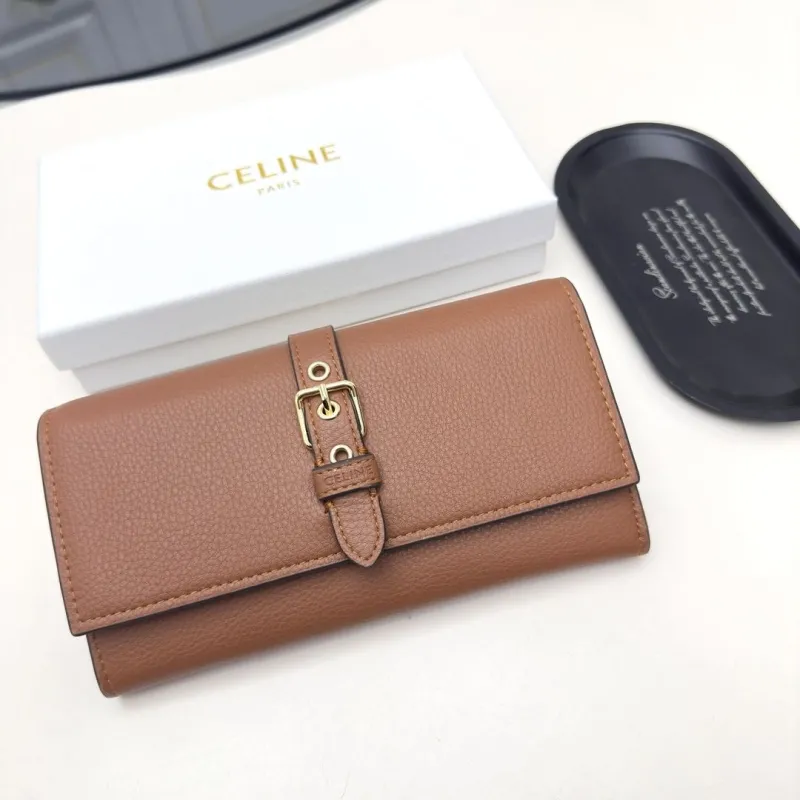 Celine Brown Leather Long Wallet