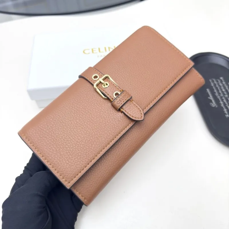 Celine Brown Leather Long Wallet - Image 3