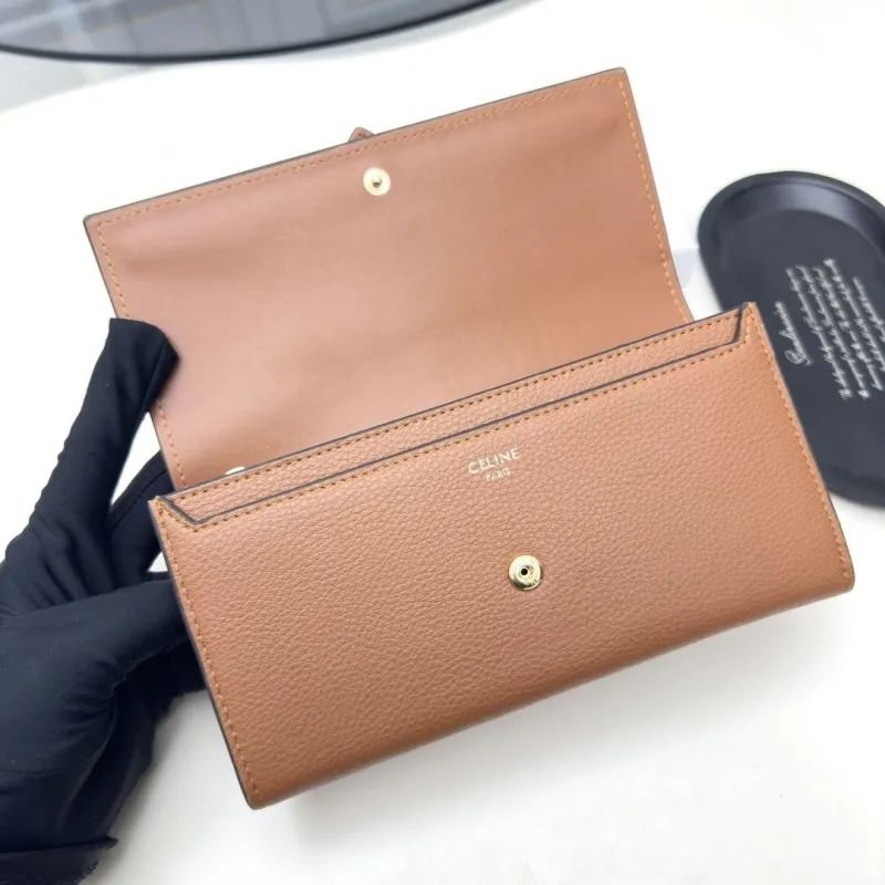Celine Brown Leather Long Wallet - Image 7