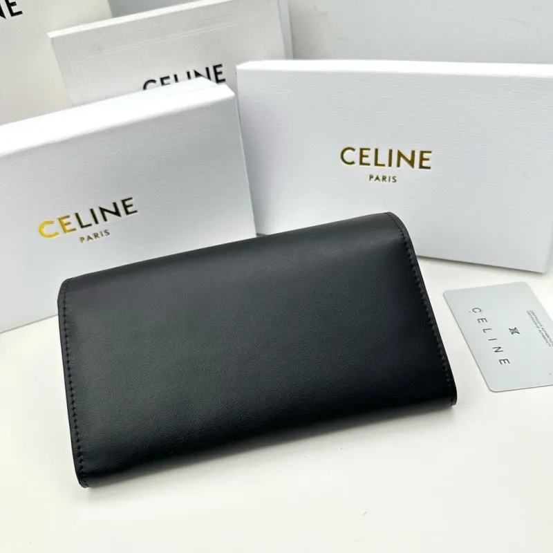 Celine Black Leather Long Wallet - Image 3