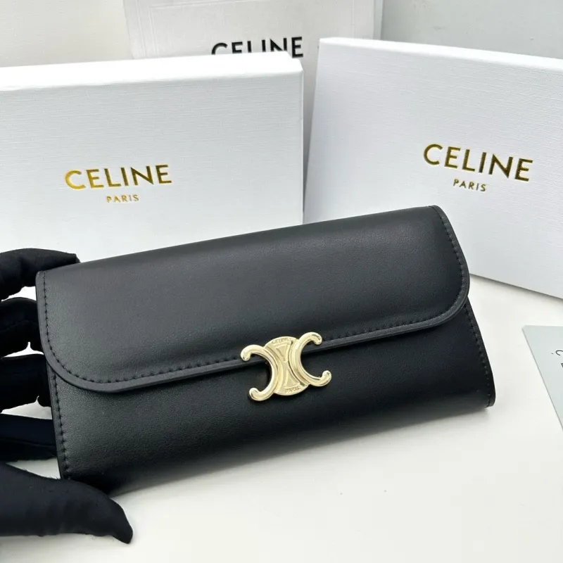 Celine Black Leather Long Wallet - Image 4