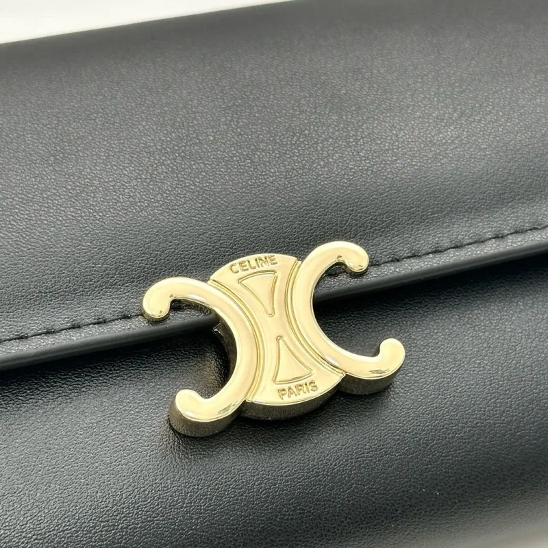 Celine Black Leather Long Wallet - Image 5