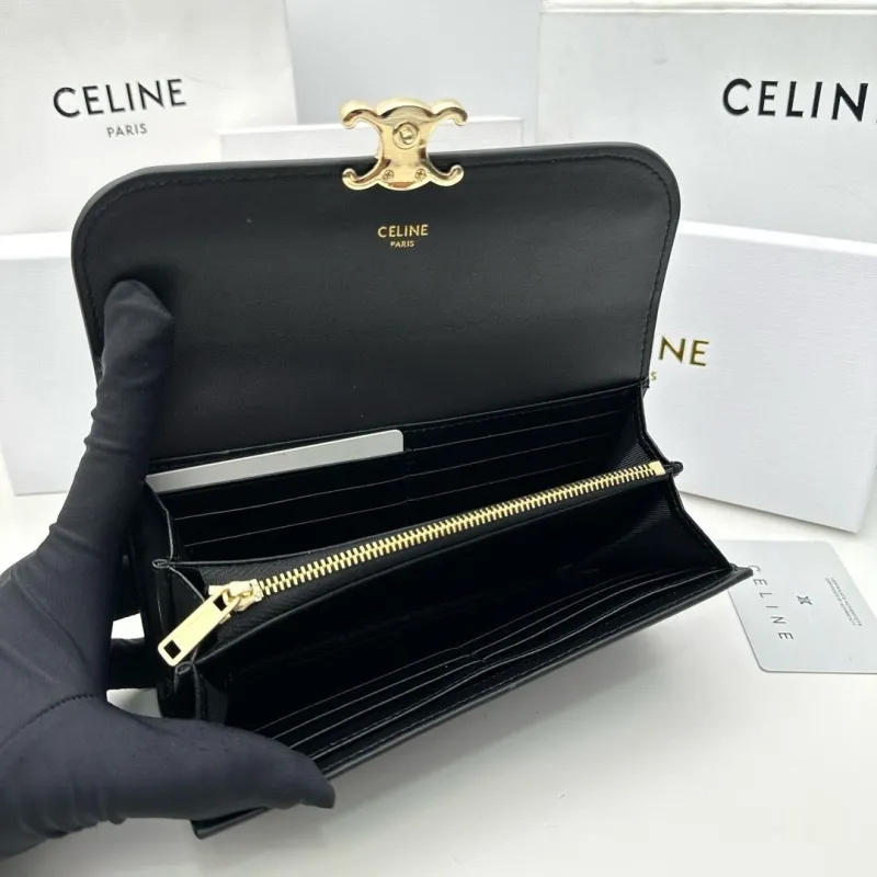 Celine Black Leather Long Wallet - Image 7