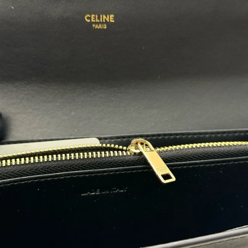 Celine Black Leather Long Wallet - Image 8