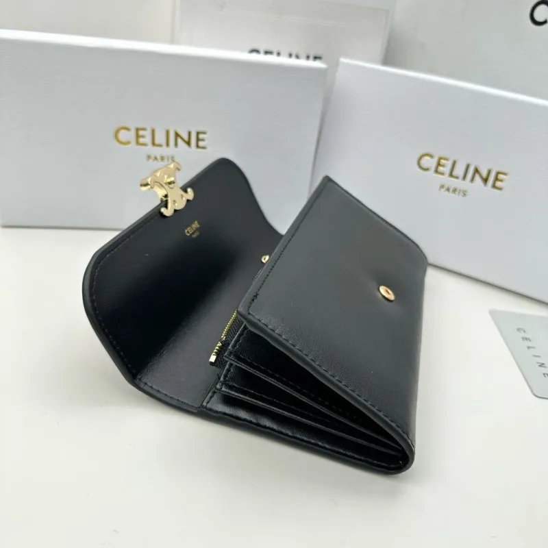 Celine Black Leather Long Wallet - Image 9