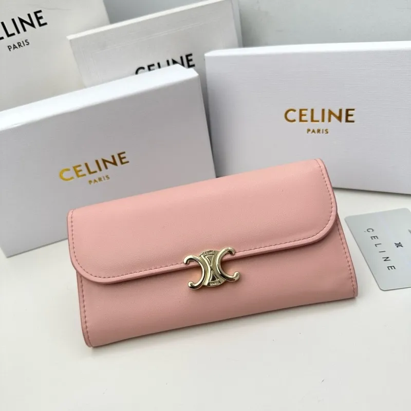 Celine Pink Leather Long Wallet
