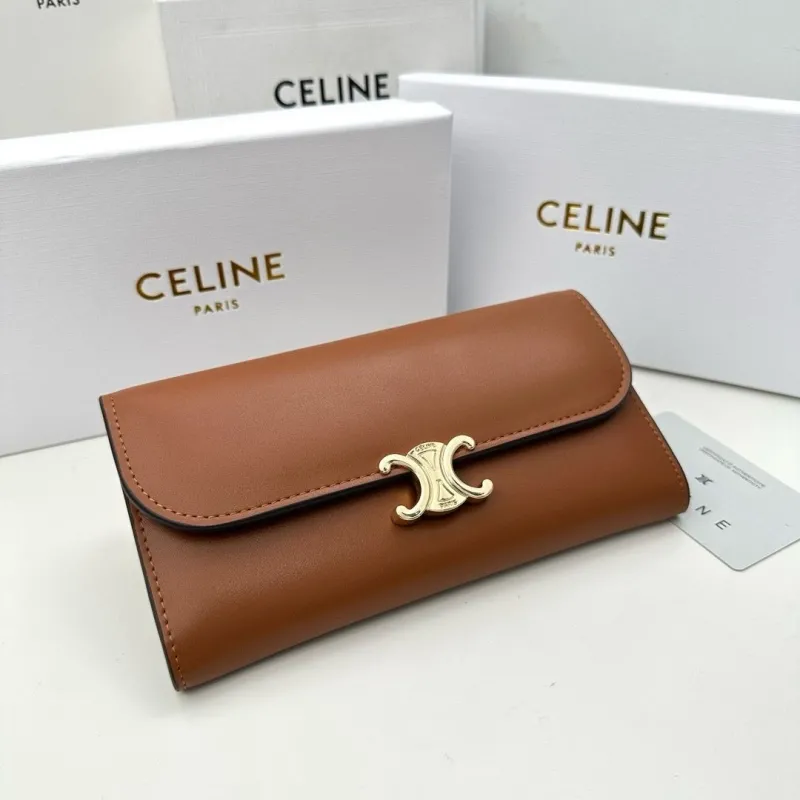 Alternative view of Celine Brown Leather Long Flap Wallet