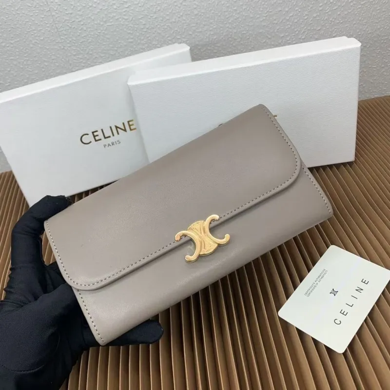 Celine Gray Leather Long Wallet - Image 4