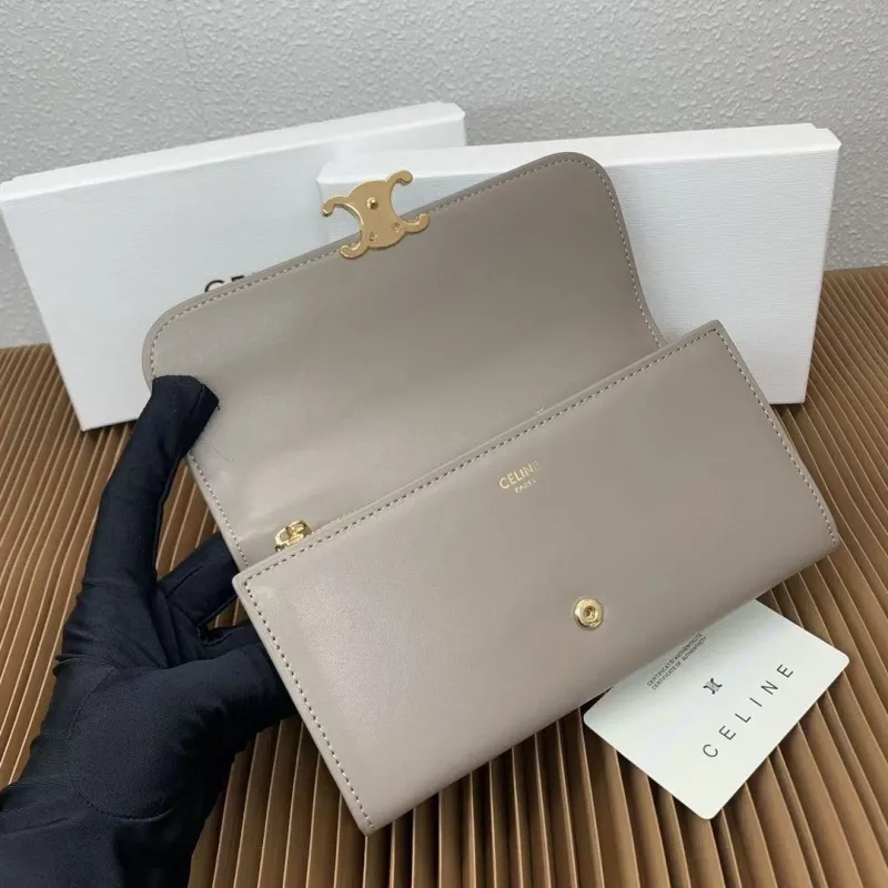 Celine Gray Leather Long Wallet - Image 6